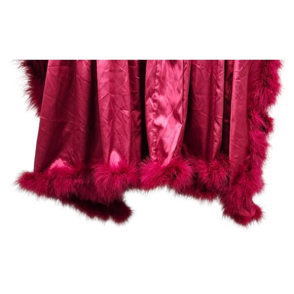 Solistawear Valentina Red Satin Robe Feather Trim Luxe Wrap – Solista W Size L - Picture 8 of 12